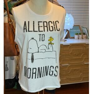 Peanuts Womenʼs Sleeveless Tank Top Size Large Allergic To Mornings